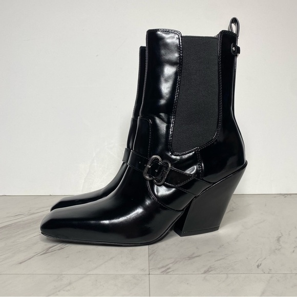 Sam Edelman Suzette Black Patent Chelsea Heeled Bootie 7 1/2 M - Picture 15 of 15